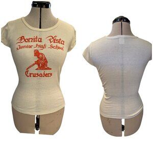 Vintage Ringer T Shirt Bonita Vista Junior High School Crusaders USA Made Medium
